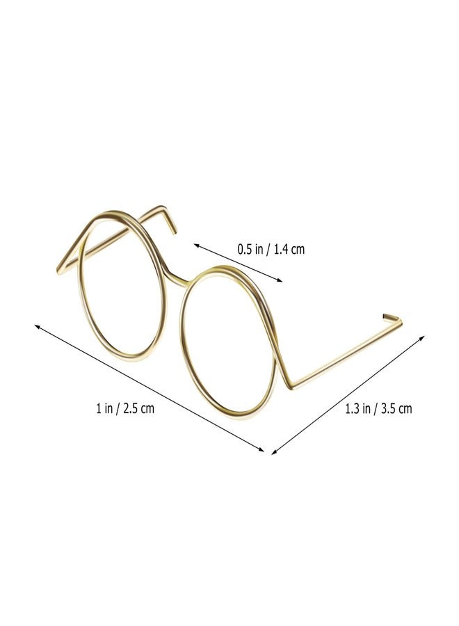 TOYANDONA 20pcs Doll Glasses Mini Doll Eyeglasses Metal Wire Rim Glasses for Mini Dolls Costume Accessories (Gold and Black) - Image 2