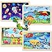 NASHRIO Wooden Educational Jigsaw Puzzles for Preschool Kids Ages 35 4Pack with 20 Pieces Dinosaur Space Transportation Wood Puzzles Set Toddler Brain Teaser Toys Gifts for Boys Girls Ages 3 4 5 6 - Image 4