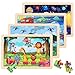 NASHRIO Wooden Educational Jigsaw Puzzles for Preschool Kids Ages 35 4Pack with 20 Pieces Dinosaur Space Transportation Wood Puzzles Set Toddler Brain Teaser Toys Gifts for Boys Girls Ages 3 4 5 6 - Image 2