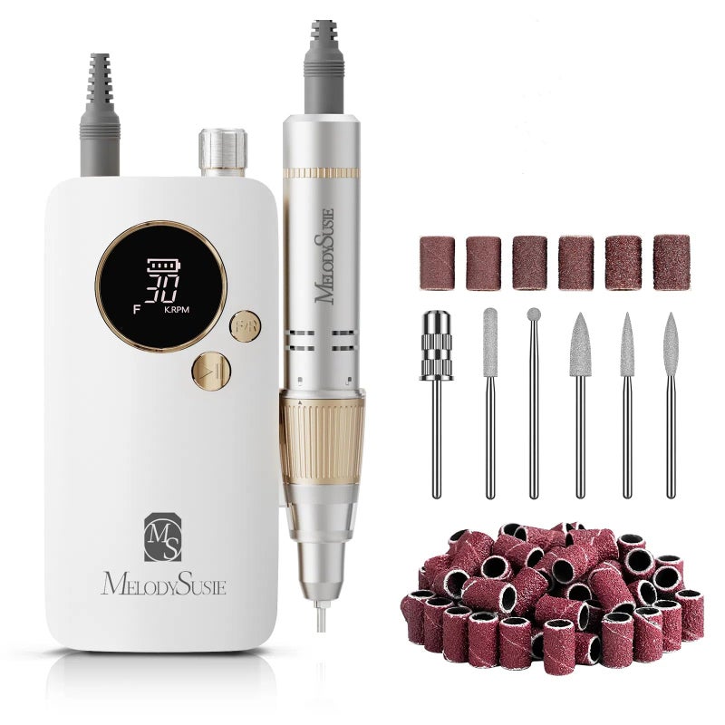 MelodySusie MelodySusie Portable Nail Drill 30000 RPMSC320F Professional Rechargeable Electric Nail FileCordless Nail E File for Acrylic Nails Gel Polishing RemovingEfile Nail Kit for Manicure Salon HomeWhite