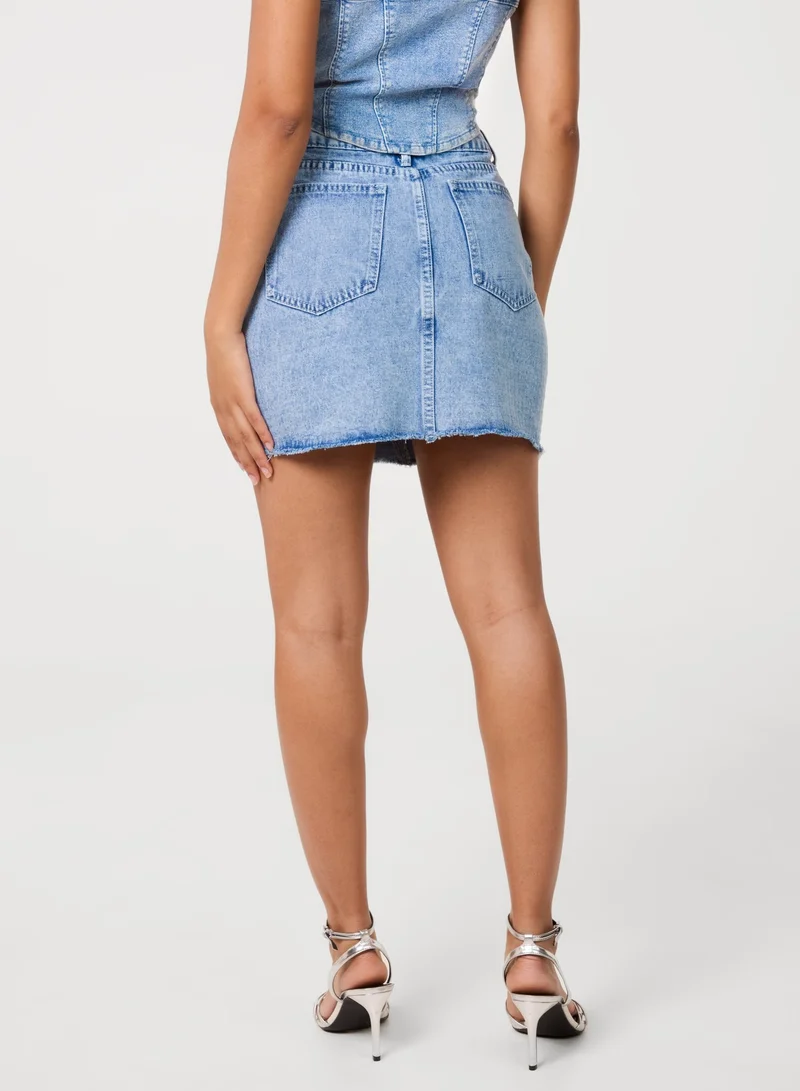 بينك فانيلا Diamante Denim Skirt