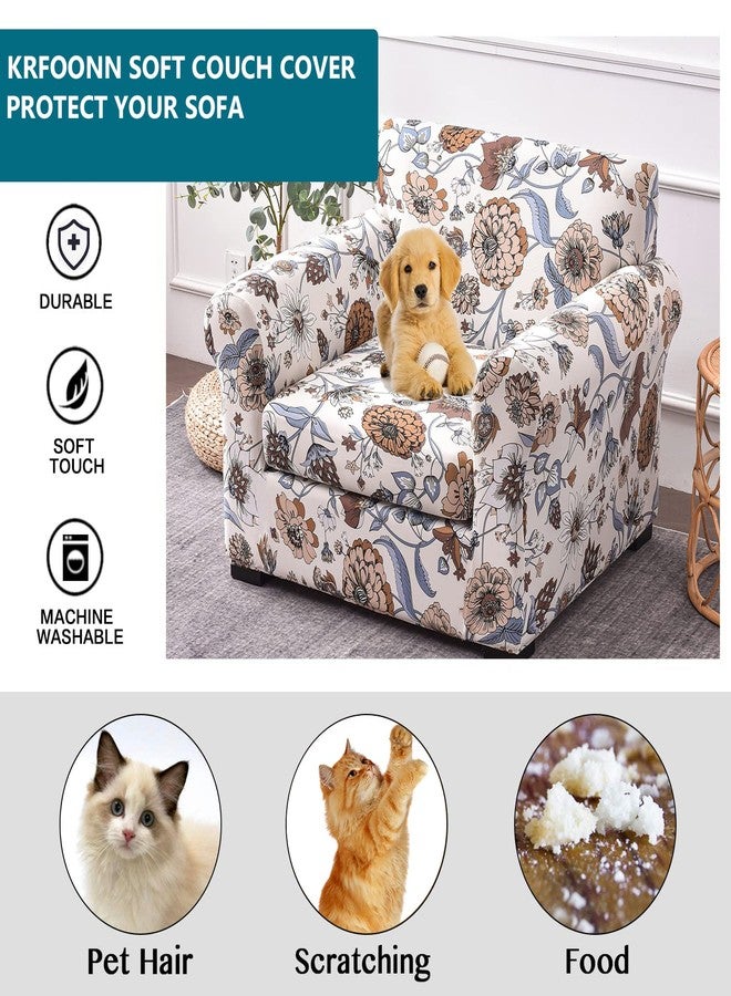 KRFOONN 2 Piece Chair Covers Printed Sofa Covers Couch Covers Washable Armchair Sofa Couch Slipcover Furniture Protector with Elastic Bottom for Living Room (Armchair, 14) - Image 4