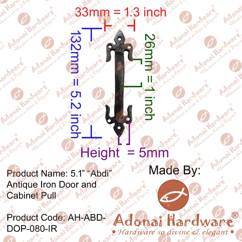 Adonai Hardware Adonai Hardware Abdi Black Antique Cabinet PullSupplied as Four Pieces per Pack - Image 5