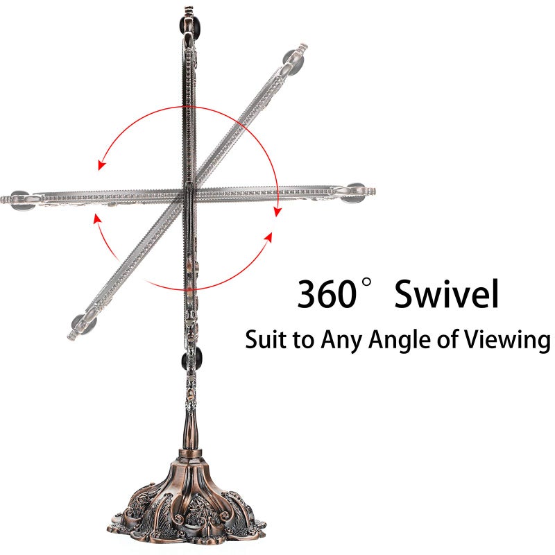 Juxyes Metal Tabletop Antique Decorative Makeup Mirror With Stand  Vintage Swivel Double Sided Cosmetic Mirror With Frame  Retro Desktop Oval Dressing Mirror For Bathroom Bedroom - Image 5