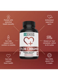 Zhou Zhou Ceylon Cinnamon | Supports Heart Health and Joint Mobility | True Cinnamon Native to Sri Lanka | 30 Servings, 60 CT  - Image 4