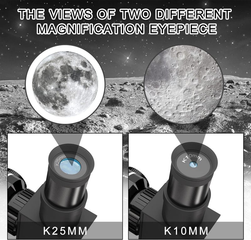 ECOOPRO Telescope for Kids & Adults, 70mm Aperture 360mm Refractor (15X-150X) Telescope for Astronomy Beginners, Portable Travel Telescopes with Phone Adapter & 2 Eyepieces - Image 4