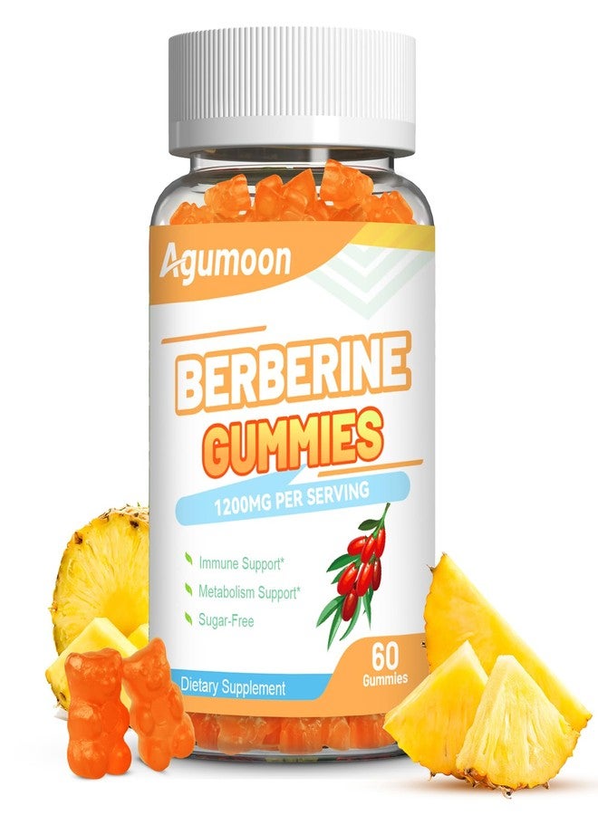 Agumoon Berberine Gummies 1200mg, High Potency Berberine Supplement with Ceylon Cinnamon for Immune System & Metabolism Support, Sugar Free, Vegan, Pineapple Flavor, 60 Count - Image 1