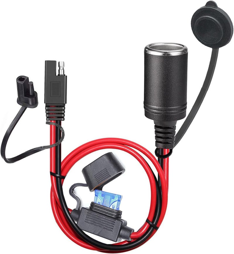 QOFOWIN 12AWG SAE to Motorcycle Female Cigarette Lighter Socket 12V-24V Extension Cable for Universal SAE Quick Connection Battery Chargers &Accessories……