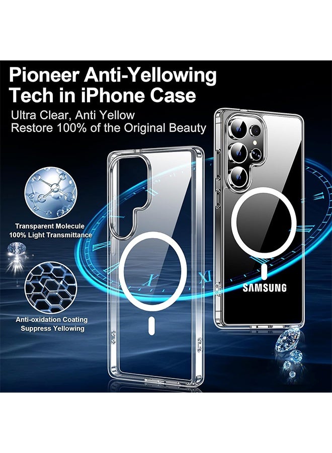 JS For Samsung Galaxy S25 Ultra Case Clear, Compatible with Magnetic Charger, Anti-Yellowing, Ultra Slim Strong Magnetic Shockproof Protective Case for Samsung Galaxy S25 Ultra - Image 3