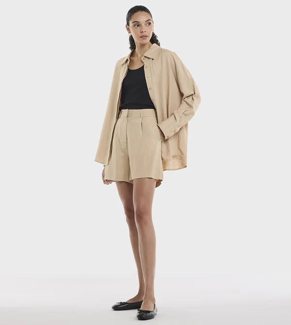 BCBG BCBG Linen Blend Plain Shorts