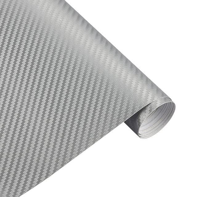 Raushik 3D Shiny Glossy Silver Carbon Fiber Film Wrap Vinyl Decal Car Auto Sticker Sheet, 12x24 Inch Roll - Image 2