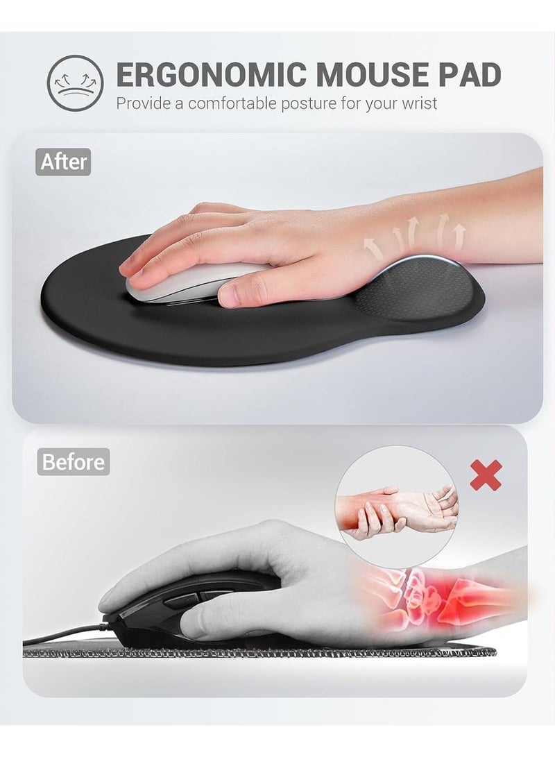 Mouse Pad, Ergonomic Mouse Pad Wrist Support, Comfortable Mouse Pad Wrist Rest, Relieve Wrist Pain Mouse Pad, Non-Slip Rubber Base Mousepad for Laptop Computer Office （Black） - Image 3