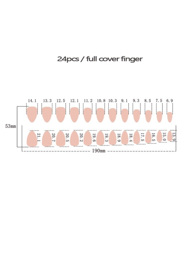 Fashion french 24pcs nail tips in pre-glued short almond shape