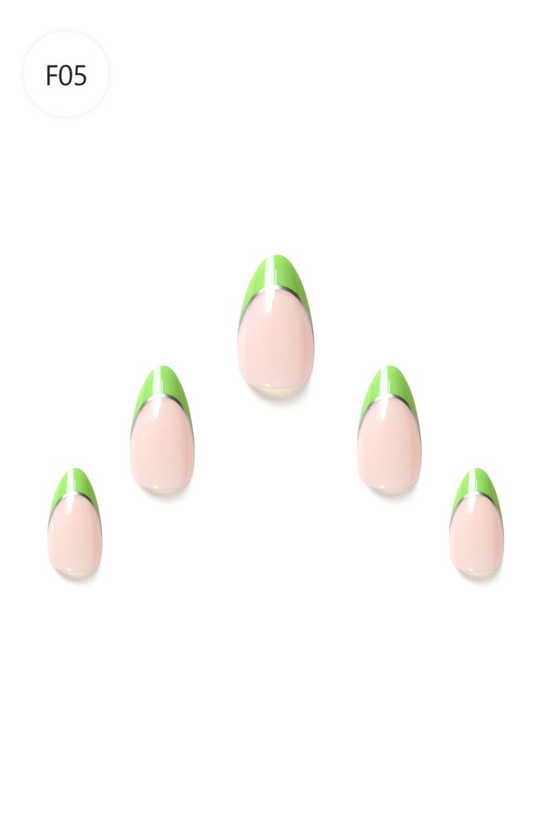 Fashion french 24pcs nail tips in pre-glued short almond shape