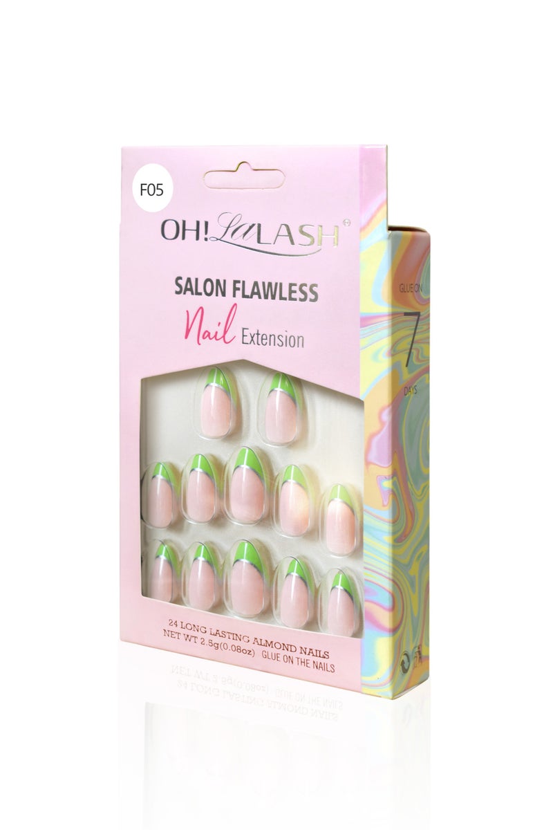 Fashion french 24pcs nail tips in pre-glued short almond shape