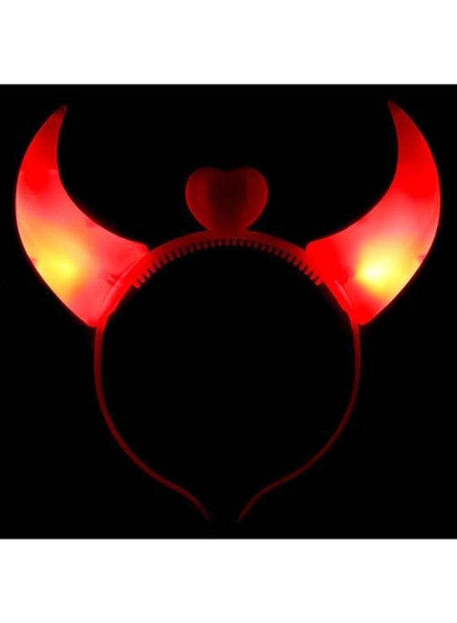 Brain Giggles BrainGiggles Red Glowing LED Devil Horns Headband Halloween Accessory/Prop for Kids and Adults, Plastic Head Boopers for Cosplay and Costume Fun - Image 3