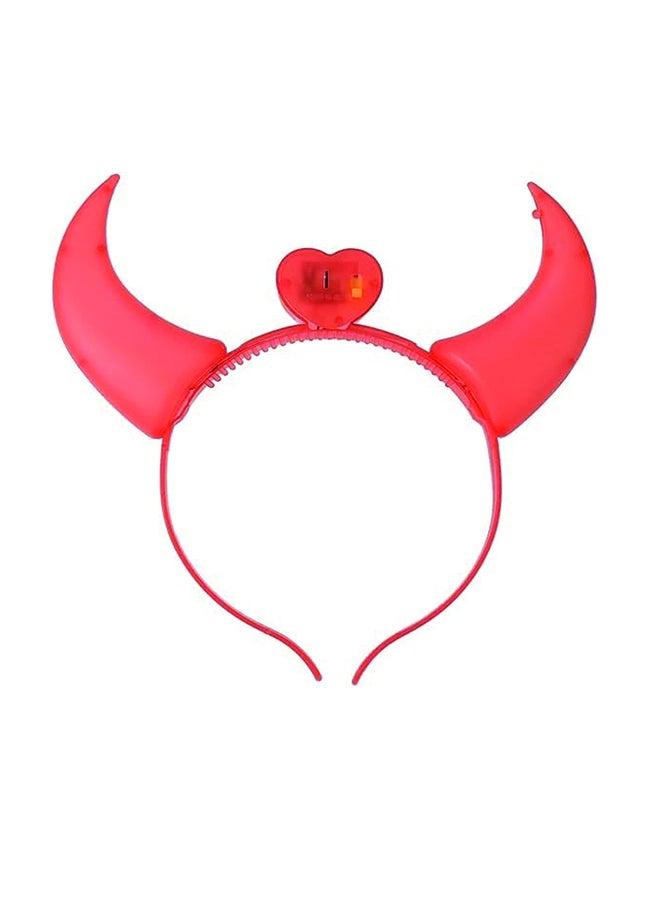 Brain Giggles BrainGiggles Red Glowing LED Devil Horns Headband Halloween Accessory/Prop for Kids and Adults, Plastic Head Boopers for Cosplay and Costume Fun - Image 1