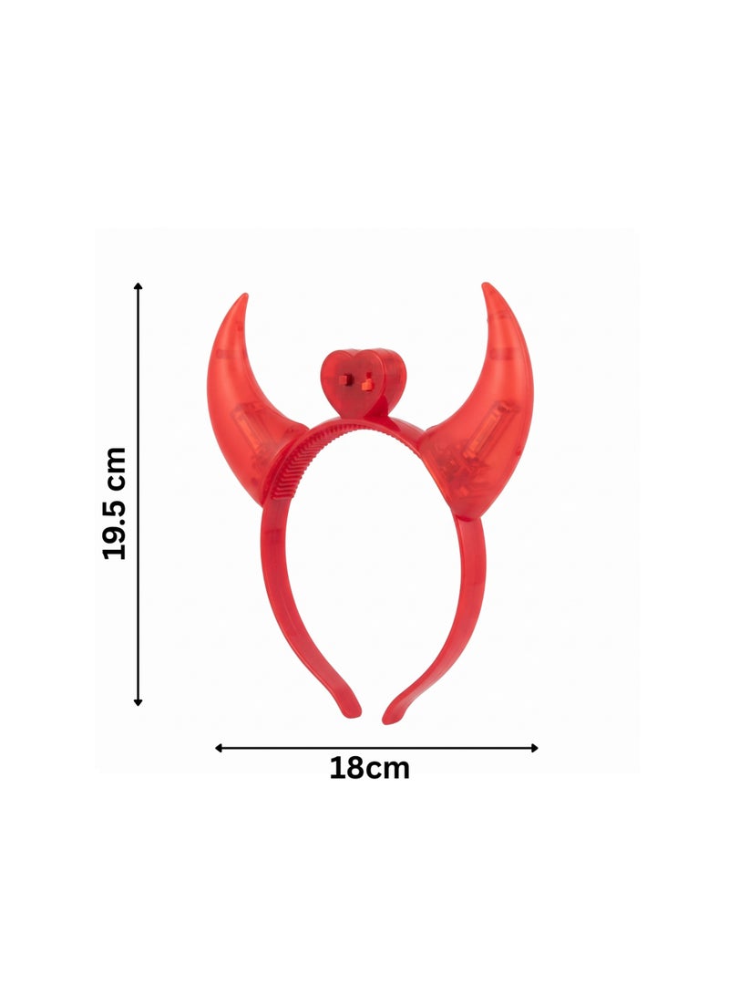 Brain Giggles BrainGiggles Red Glowing LED Devil Horns Headband Halloween Accessory/Prop for Kids and Adults, Plastic Head Boopers for Cosplay and Costume Fun - Image 5