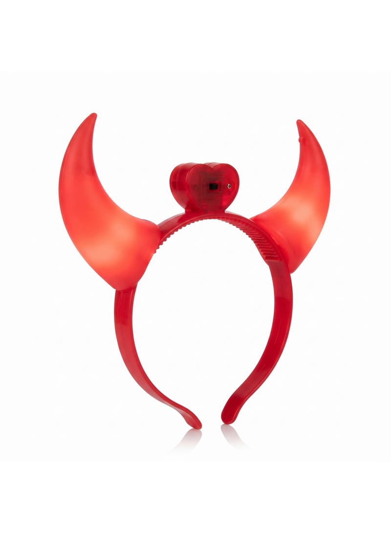 Brain Giggles BrainGiggles Red Glowing LED Devil Horns Headband Halloween Accessory/Prop for Kids and Adults, Plastic Head Boopers for Cosplay and Costume Fun - Image 4