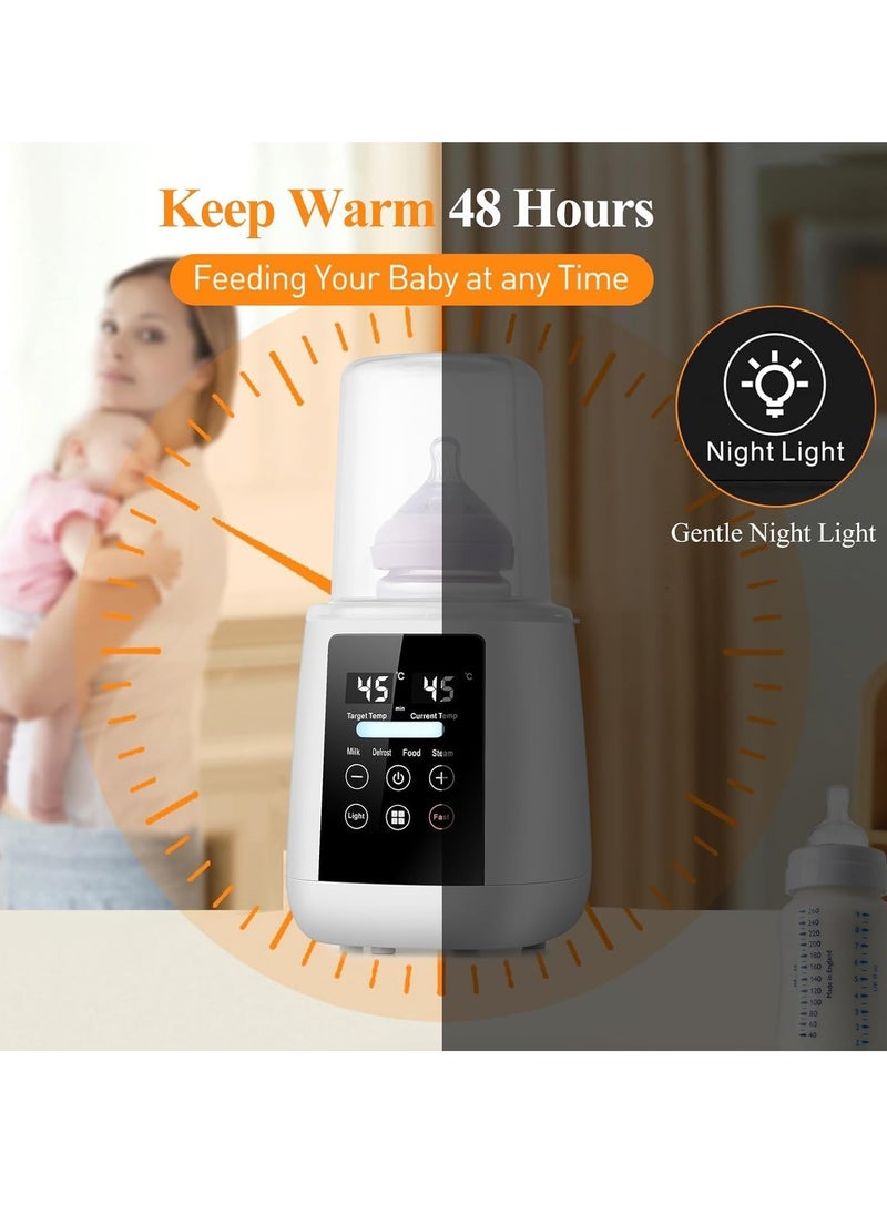Gonice Smart Baby Bottle Warmer, 200W Fast Baby Milk Warmer with Accurate Temperature Control for Breastmilk or Formula, 48H Thermostat, with Defrost, Night Light, Heat Baby Food Jars Function  - Image 4