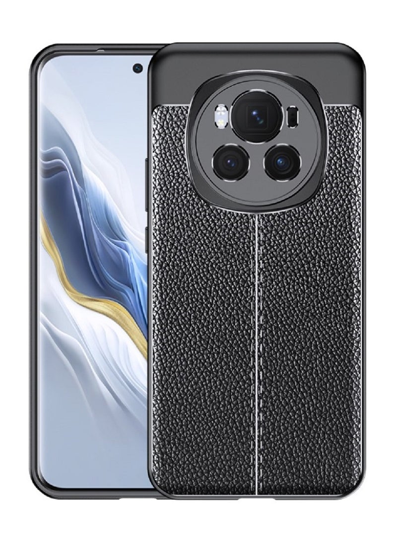 Case For Honor Magic 6 Pro  ,- Brushed Shockproof Protection Cover Leather Pattern Durable - Case Anti-Scratch Ultra Premium Quality Slip-Resistant - Black - Image 1