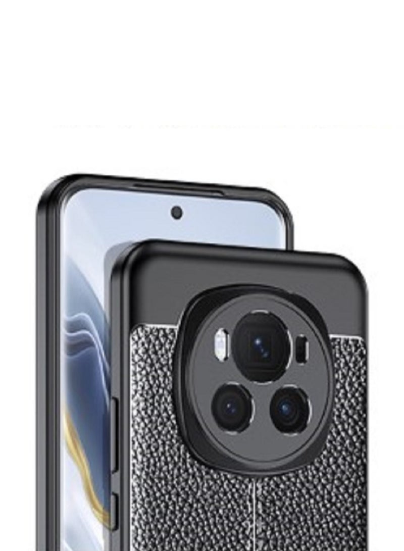 Case For Honor Magic 6 Pro  ,- Brushed Shockproof Protection Cover Leather Pattern Durable - Case Anti-Scratch Ultra Premium Quality Slip-Resistant - Black - Image 5