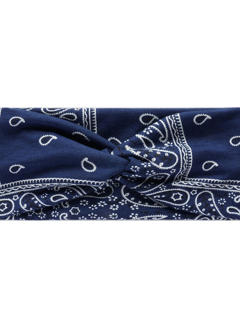 3 قطع عصابات رأس زرقاء داكنة أربطة شعر مع مطاطية مناسبة لليوغا واللياقة البدنية والتمرين - Image 2