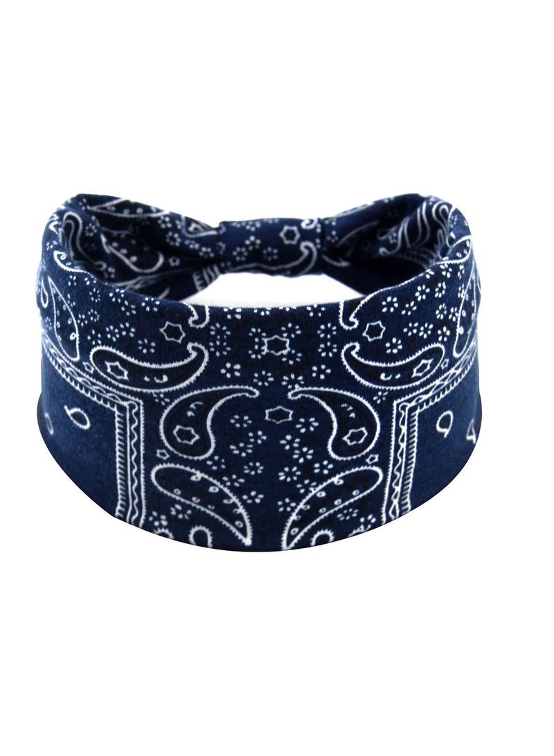 3 قطع عصابات رأس زرقاء داكنة أربطة شعر مع مطاطية مناسبة لليوغا واللياقة البدنية والتمرين - Image 3