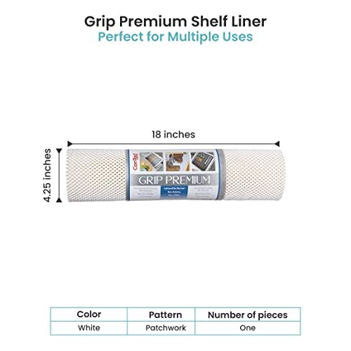 Con-Tact Brand Grip Premium Shelf Liner, Thick and Non-Adhesive Drawer Liner, Multi-Purpose and Easy to Use, 18" x 10', White, Pack of 1 - Image 2