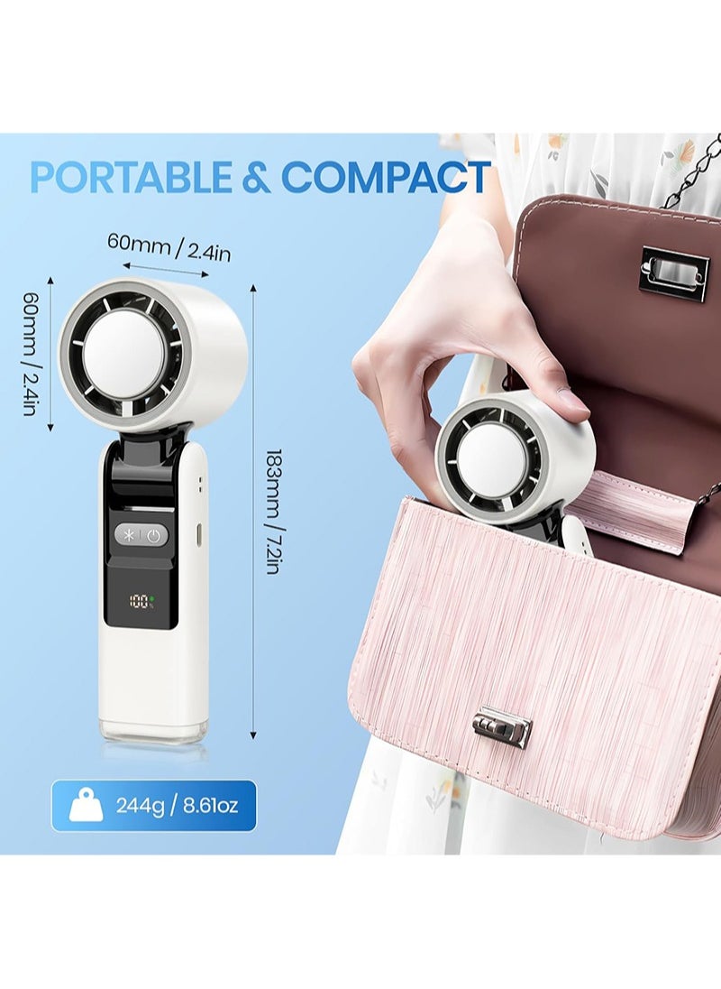 BESTIS - 2025 Portable Handheld Cooling Ice Fan, Speed(1-100) Adjustable Mini Turbo Fans, 4000mAh Battery USB Rechargeable Personal Fans, LED Digital Display, 3 IN 1 Foldable Fan for Travel/Camping/Outdoor/Office - Image 1