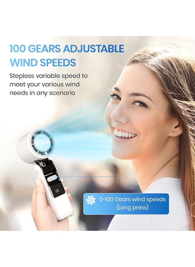 BESTIS - 2025 Portable Handheld Cooling Ice Fan, Speed(1-100) Adjustable Mini Turbo Fans, 4000mAh Battery USB Rechargeable Personal Fans, LED Digital Display, 3 IN 1 Foldable Fan for Travel/Camping/Outdoor/Office - Image 1