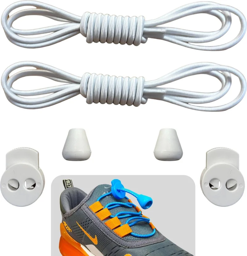 Neystore Round, Smart, Lock, Snap-on, Elastic Boots, Sneaker Laces, 100 Cm, 1 Pair