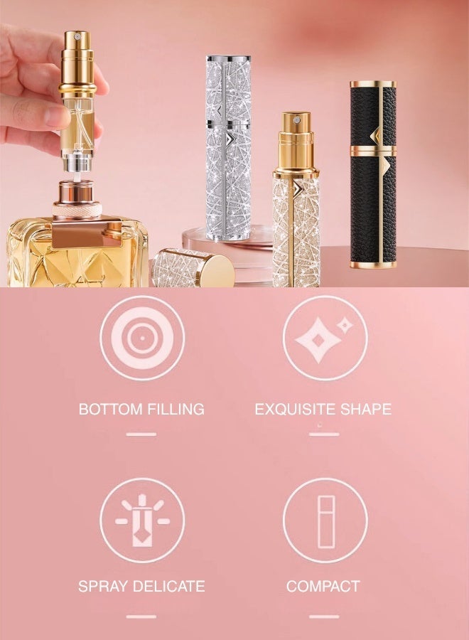 مقطر العطور الفاخر الممتاز القابل لإعادة الملء بالجلد، تصميم التعبئة من أسفل إلى أسفل، مقاومة التسرب والتبخر، موزع العطور الفاخر المحمول للسفر، الاستخدام اليومي، 5 مل - Image 4