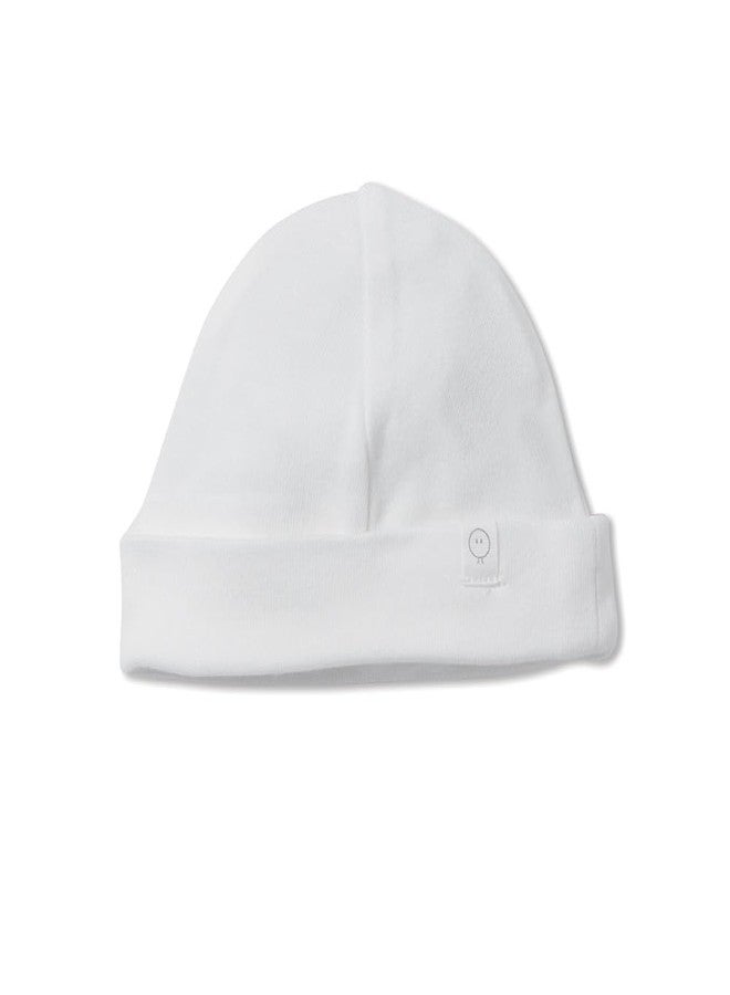 MORI Baby Flexible Roll Up Hat in White for Boys and Girls - Comfortable Unisex Infant Beanie - Breathable Headwear - Newborn - Image 1