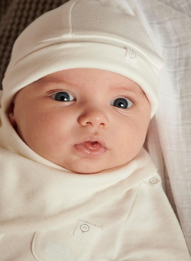 MORI Baby Flexible Roll Up Hat in White for Boys and Girls - Comfortable Unisex Infant Beanie - Breathable Headwear - Newborn - Image 2
