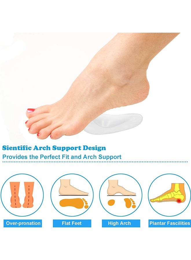 6 أزواج من أدوات دعم القوس الهلامي للرجال والنساء، أحذية للأقدام المسطحة، أقواس قابلة لإعادة الاستخدام لالتهاب القدمين المستوي، وسادة القوس اللاصقة لتخفيف الضغط وألم الأقدام - Image 2