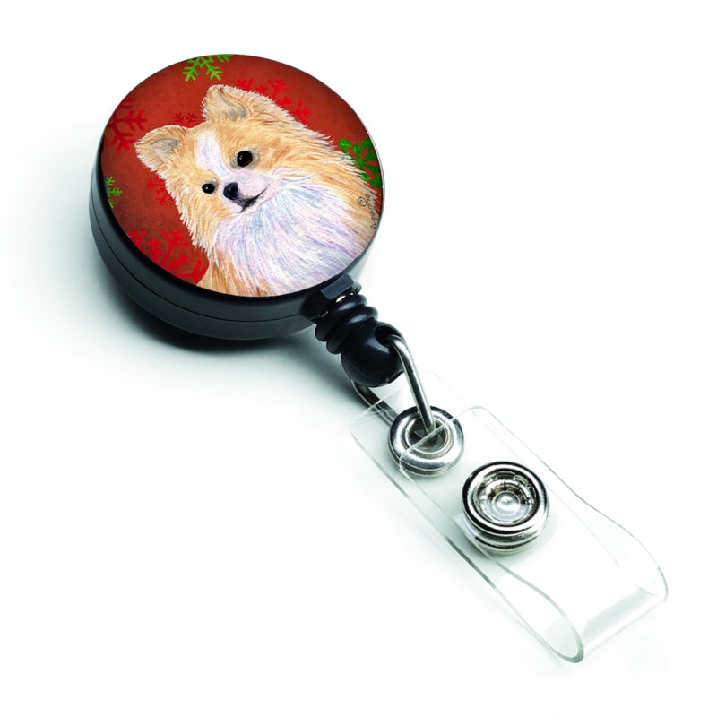 ""Caroline's Treasures Chihuahua Red & Green Snowflakes Christmas Retractable Badge Reel  Multicolor (SS4680BR)""