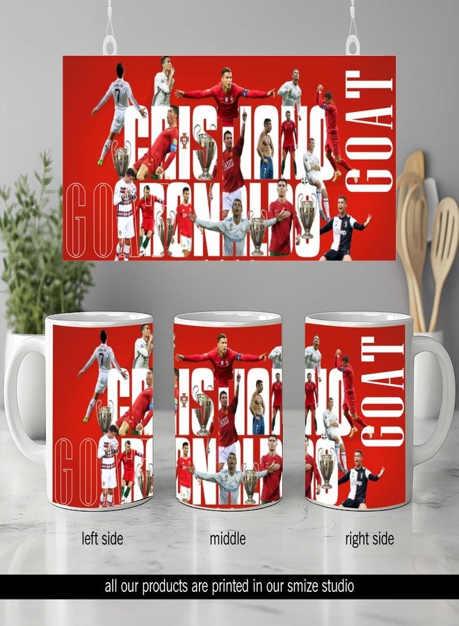SMIZE Ronaldo Printed Ceramic Coffee Mug 350 ml | Quality Football Mug | Gift for CR7 Fans | Durable Coffee Cup for Home, Office & Everyday Use | Stylish Cristiano Ronaldo Design - Image 4