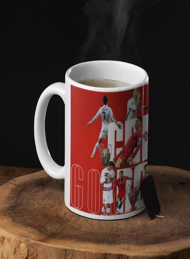SMIZE Ronaldo Printed Ceramic Coffee Mug 350 ml | Quality Football Mug | Gift for CR7 Fans | Durable Coffee Cup for Home, Office & Everyday Use | Stylish Cristiano Ronaldo Design - Image 2