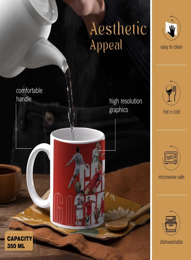 SMIZE Ronaldo Printed Ceramic Coffee Mug 350 ml | Quality Football Mug | Gift for CR7 Fans | Durable Coffee Cup for Home, Office & Everyday Use | Stylish Cristiano Ronaldo Design - Image 5