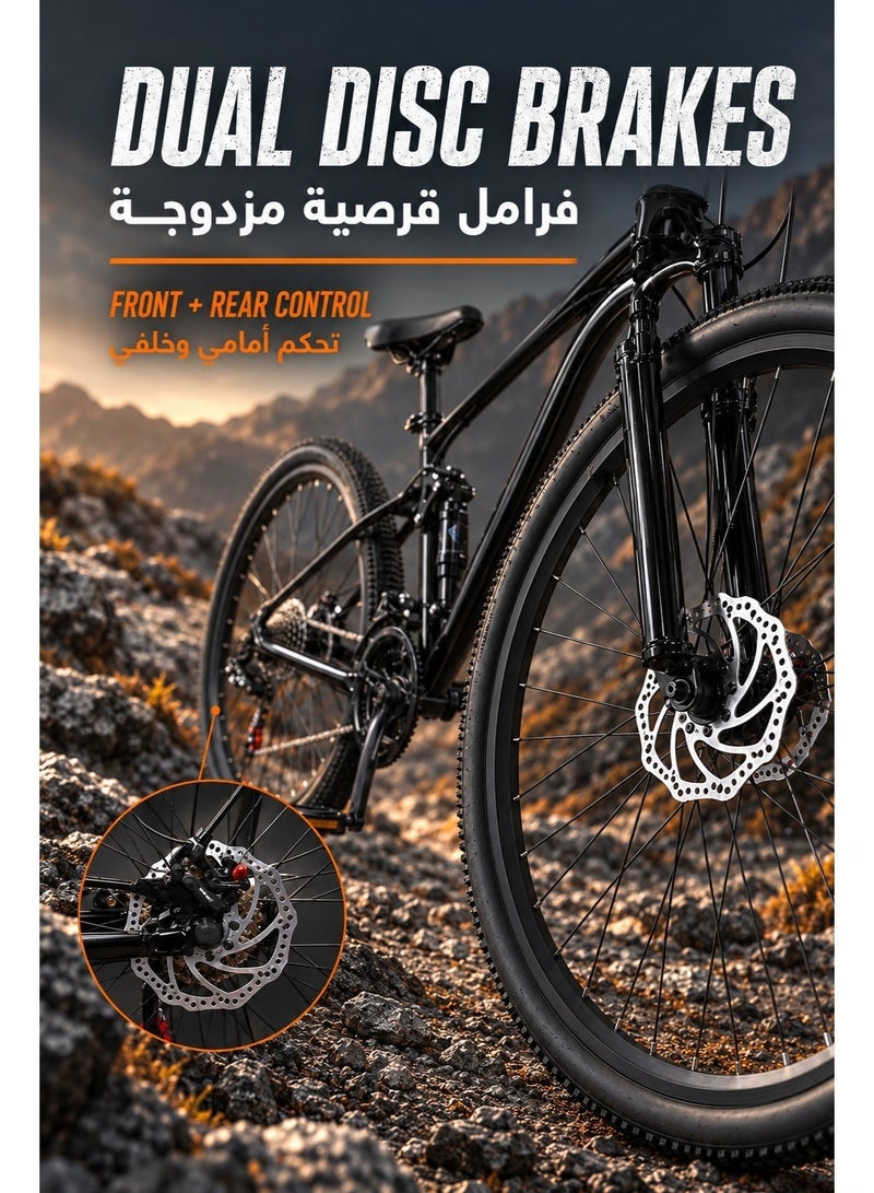 RUIYADA 27.5 Inch Full Suspension Downhill Mountain Bike, Dual Shock Absorber All‑Terrain Off‑Road MTB with Front & Rear Disc Brake, High‑Strength Steel Frame, Multi‑Speed Drivetrain Mountain Bicycle for Outdoor Trail Riding, Commuting for Adults Men Women - Image 5