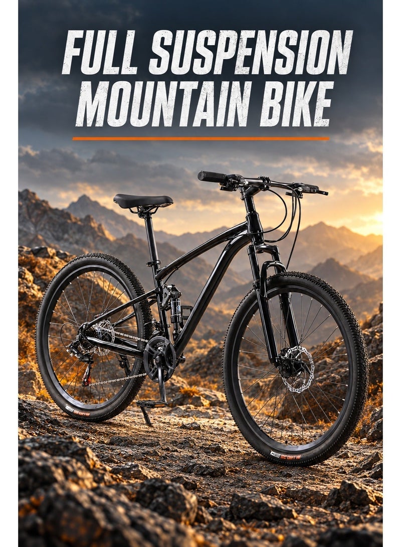 RUIYADA 27.5 Inch Full Suspension Downhill Mountain Bike, Dual Shock Absorber All‑Terrain Off‑Road MTB with Front & Rear Disc Brake, High‑Strength Steel Frame, Multi‑Speed Drivetrain Mountain Bicycle for Outdoor Trail Riding, Commuting for Adults Men Women - Image 3