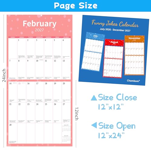 Chambom 2026-2027 Calendar - 18 Month Funny Jokes Calendar JUL 2026 - DEC 2027, Wall Calendars Large Blocks, 2026-2027 Calendars Wall for Office School Home, White Elephant Gag Gifts for Him or Her, 12" x 24"(open) Funny Gifts - Image 4