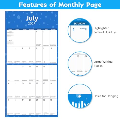 Chambom 2026-2027 Calendar - 18 Month Funny Jokes Calendar JUL 2026 - DEC 2027, Wall Calendars Large Blocks, 2026-2027 Calendars Wall for Office School Home, White Elephant Gag Gifts for Him or Her, 12" x 24"(open) Funny Gifts - Image 5