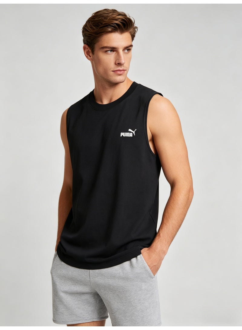 بوما PUMA Men’s Essential Logo Sleeveless Tank Top - Black - Image 2