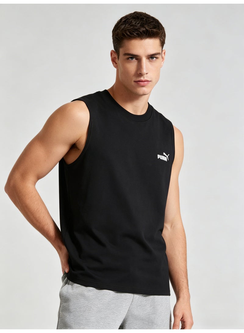 بوما PUMA Men’s Essential Logo Sleeveless Tank Top - Black - Image 5