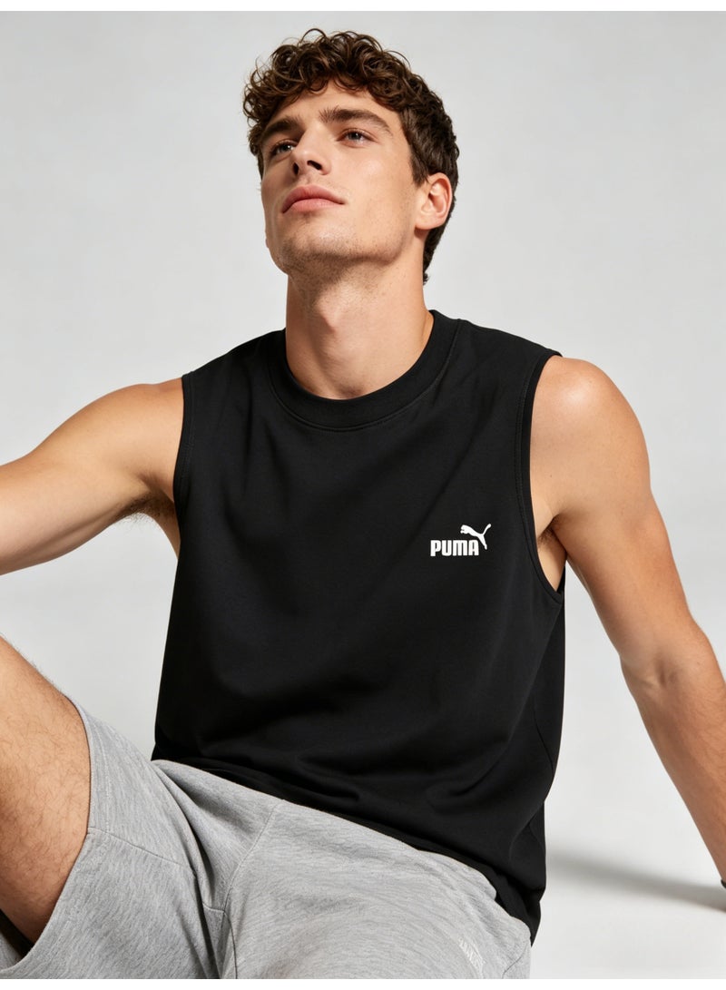 بوما PUMA Men’s Essential Logo Sleeveless Tank Top - Black - Image 4