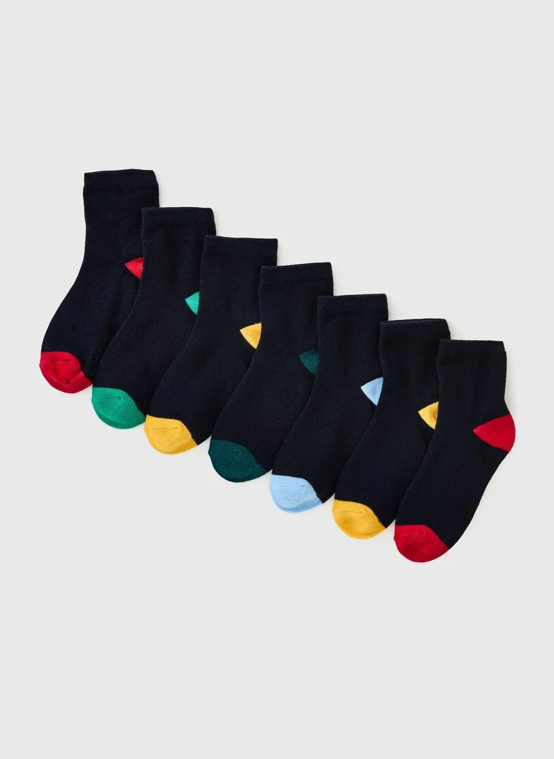 ماتلان 7 Pack Boys Navy Plain Footbed Socks