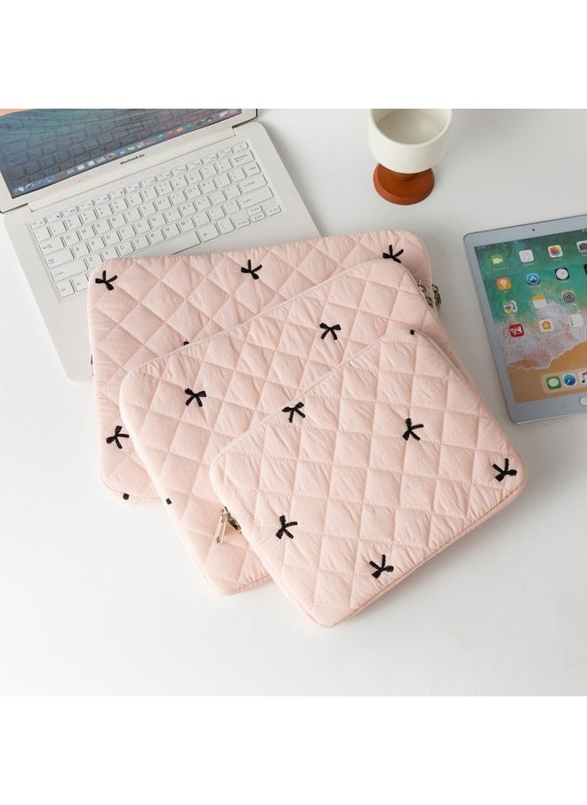 Generic Embroidered Butterfly Knot Notebook Storage Bag For 11/13/15 Inch Tablet Diamond Pattern Breathable Nylon Computer Case-Color:Pink-Dimensions:11 Inch  - Image 3