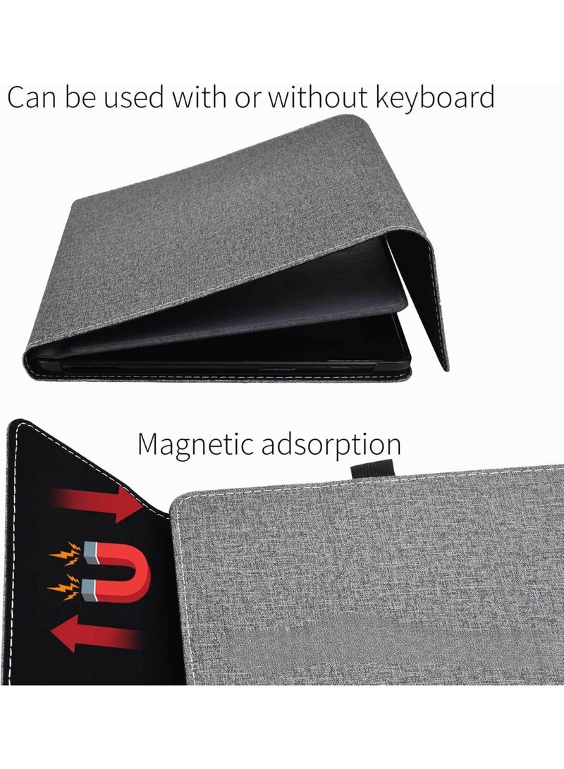 VKL Compatible with Microsoft Surface Pro 12-inch (2025) Tablet Protective Case, Sleeve Pouch Cover Stand PU Leather Hard Case For Surface Pro 12 (Gray) - Image 2